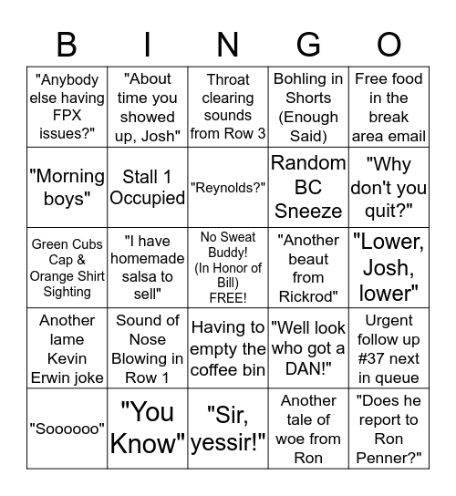 DOC Bingo 2017 Edition Bingo Card