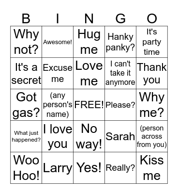 Sarah's Birthday Bingo Card