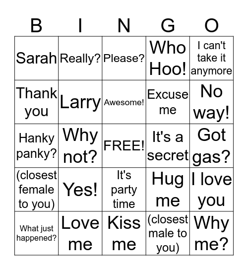 Sarah's Birthday Bingo Card