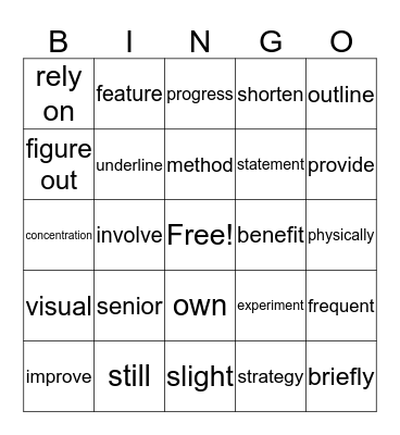 Lesson 1. Learn How to Learn Bingo Card