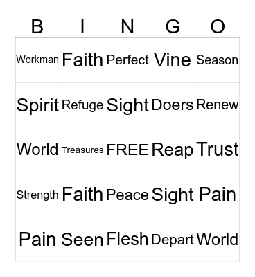 BIBLE BINGO Card