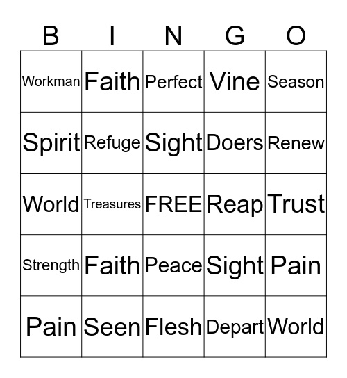 BIBLE BINGO Card