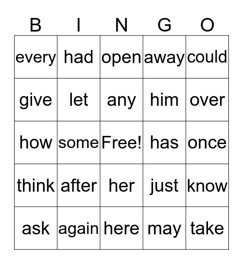 Untitled Bingo Card