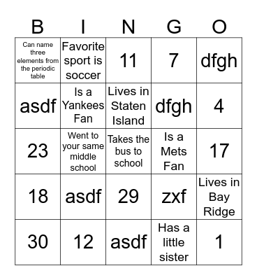 Find someone who... Bingo Card