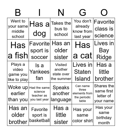 Find someone who... Bingo Card