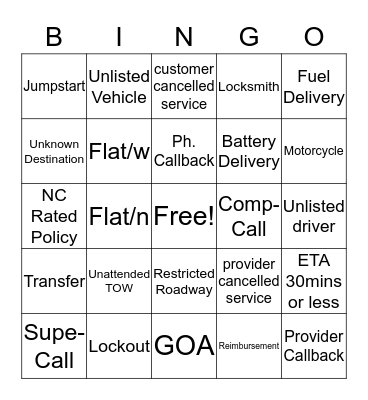 ERS Bingo Card