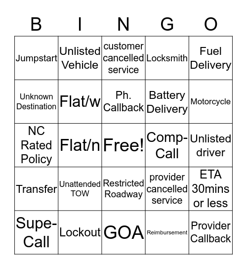 ERS Bingo Card