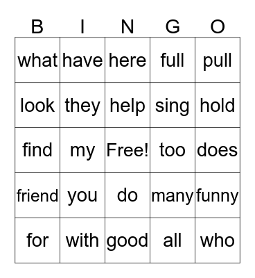 Unit 1 Bingo Card