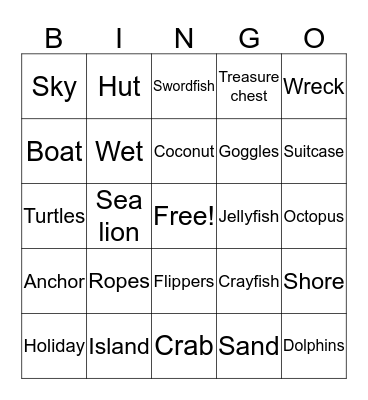 Winnie Under the Sea Bingo Card