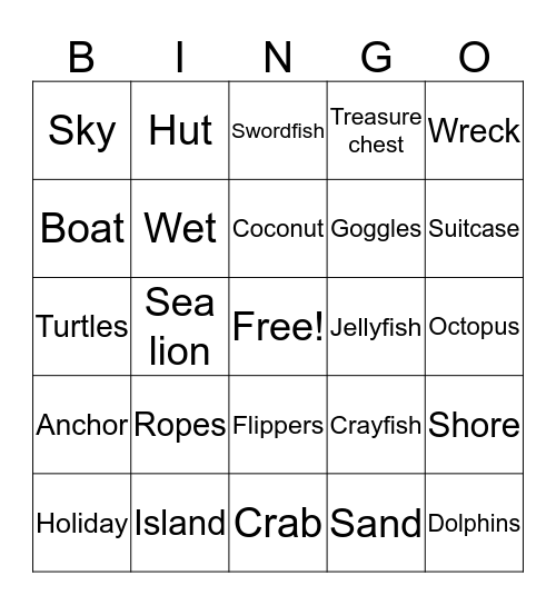 Winnie Under the Sea Bingo Card
