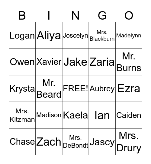 Hello Bingo Card