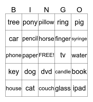 words Bingo Card