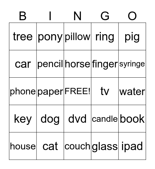 words Bingo Card