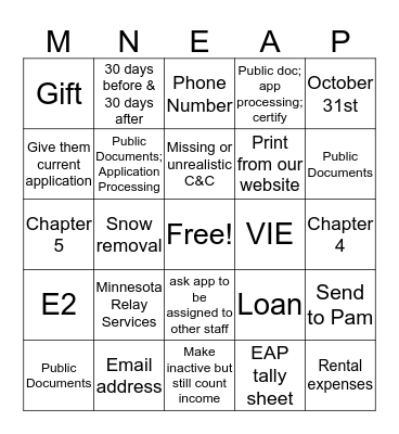 LIGHTS OFF  Bingo Card