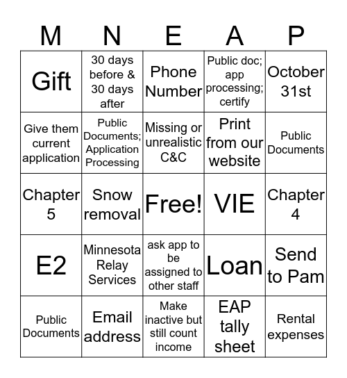 LIGHTS OFF  Bingo Card