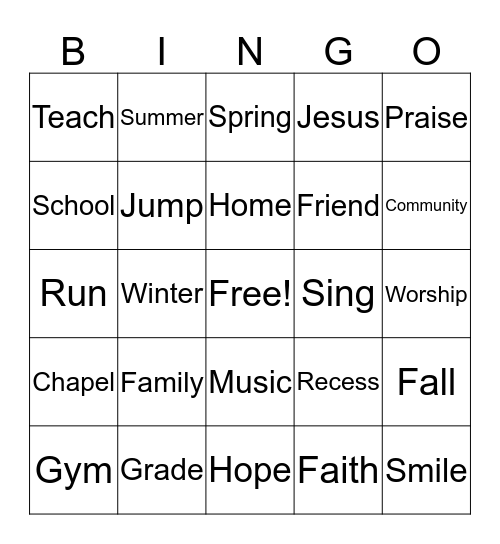 Covenant Care Bingo!  Bingo Card