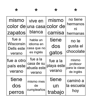 Bravo humano Bingo Card