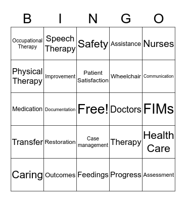 REHAB Bingo Card