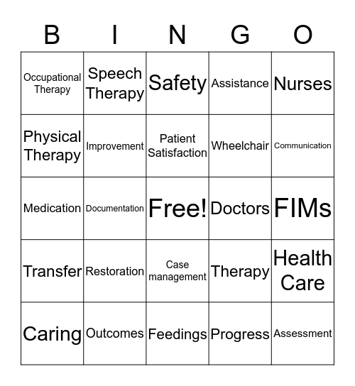 REHAB Bingo Card