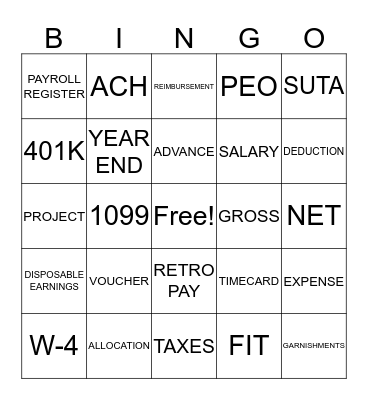 NATIONAL PAYROLL WEEK BINGO Card