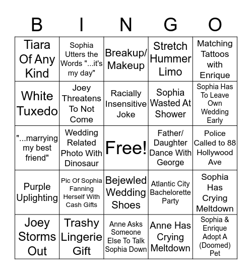 Hold On To Your Hats Bingo Card