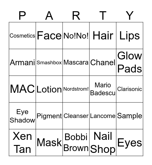 Pretty Party Bingo Card