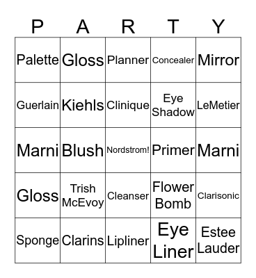 Pretty Party Bingo Card