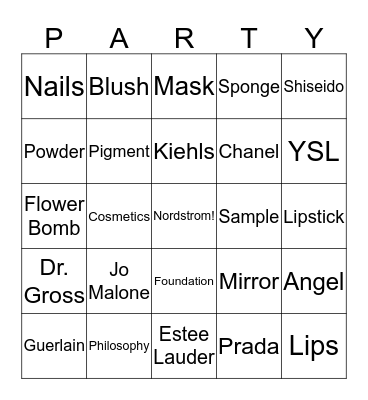 Pretty Party Bingo Card