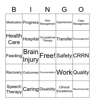 REHAB Bingo Card