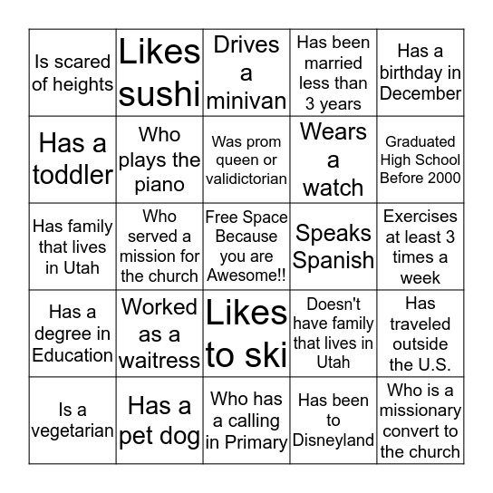 Find Someone Who... Bingo Card