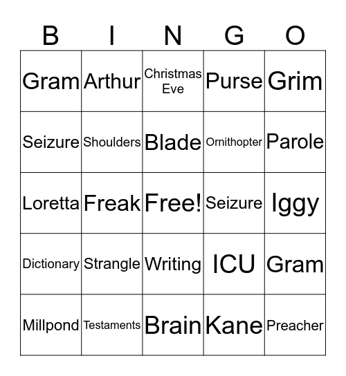 Freak the Mighty Bingo Card