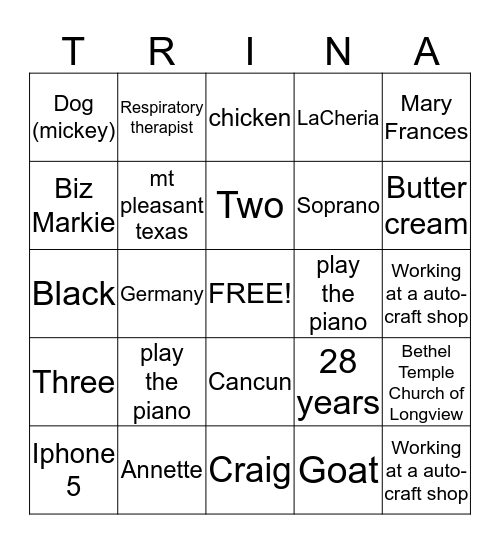 HAPPY BIRTHDAY!!!  Bingo Card