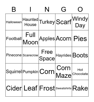 Fall Pharmacy Week Bingo Card