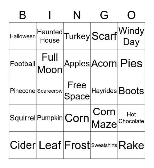Fall Pharmacy Week Bingo Card