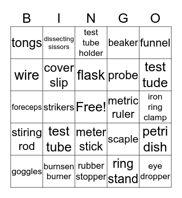 lab equipment Bingo Card