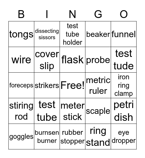 lab equipment Bingo Card