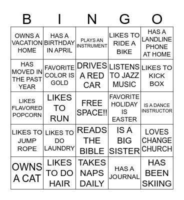 YOUnique Bingo Card