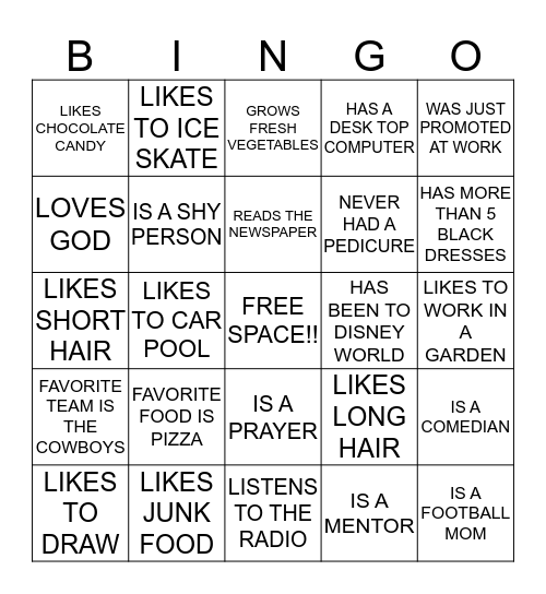 YOUnique Bingo Card