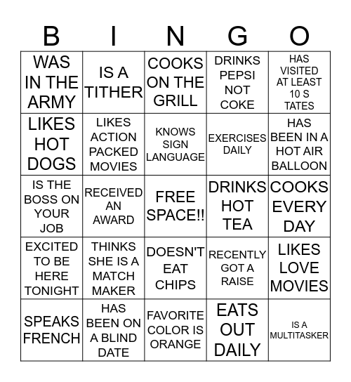 YOUnique Bingo Card