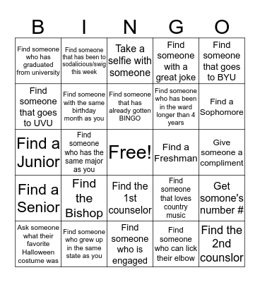 Get to know the ward  Bingo Card
