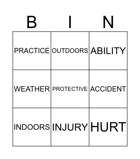 EXTREME SPORTS Bingo Card