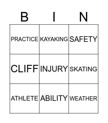 EXTREME SPORTS Bingo Card