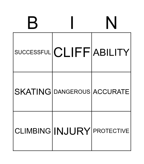 EXTREME SPORTS Bingo Card