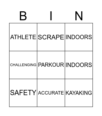 EXTREME SPORTS Bingo Card