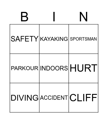 EXTREME SPORTS Bingo Card