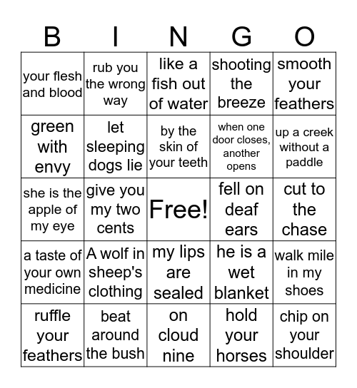 Figurative Language Bingo Card