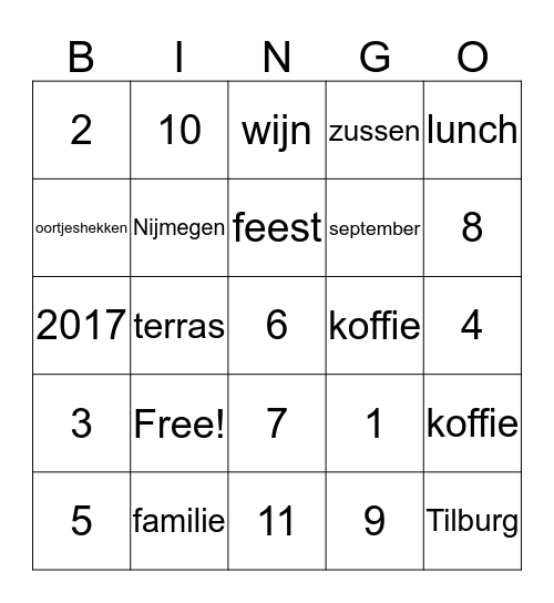 60e jubileum Joos en Thérèse Bingo Card