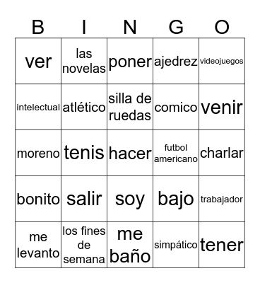 spanish 2 hon Bingo Card
