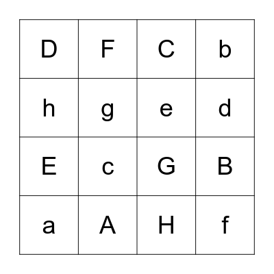 A-H Bingo Card