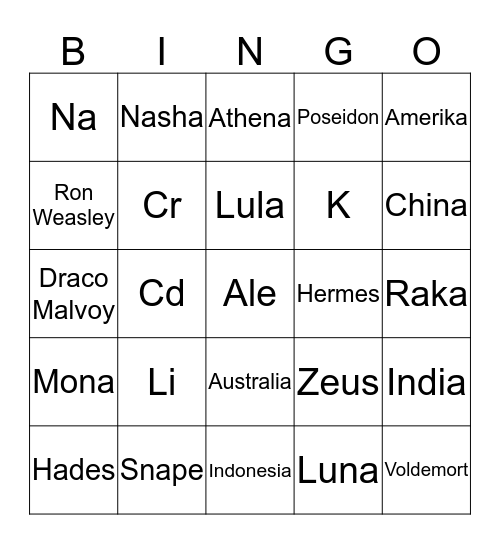 Untitled Bingo Card